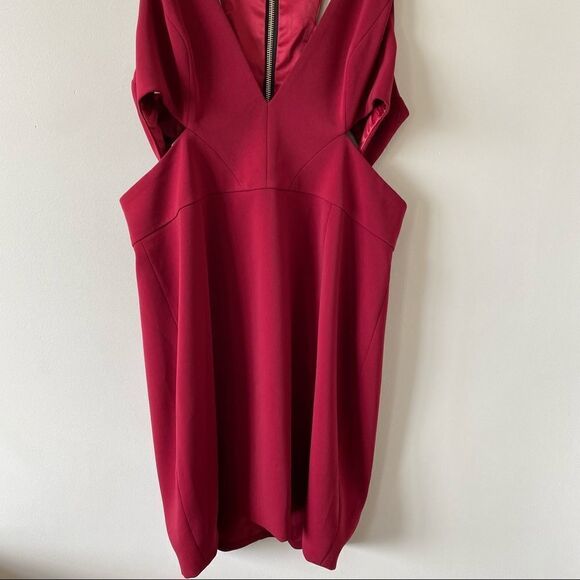 Jay Godfrey - Krooger Deep V Cut Out Mini Dress Red (Size:10) - Picture 10 of 12